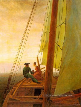 romantique romantisme Tableau Peinture - A bord d’un voilier romantique Bateau Caspar David Friedrich